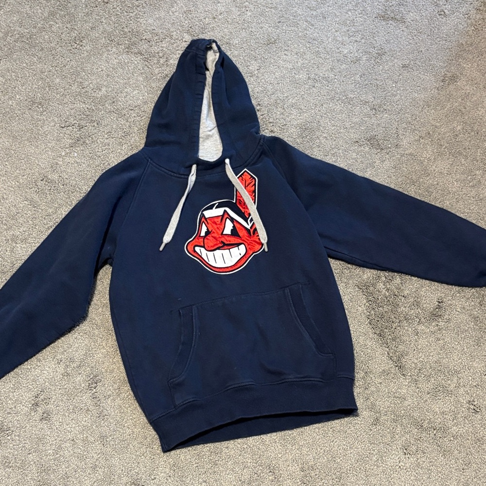 Cleveland Indians Chief Wahoo Navy Blue Hoodie with Red Logo